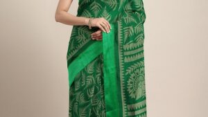 3689_kalini-green-beige-satin-leaves-printed-saree