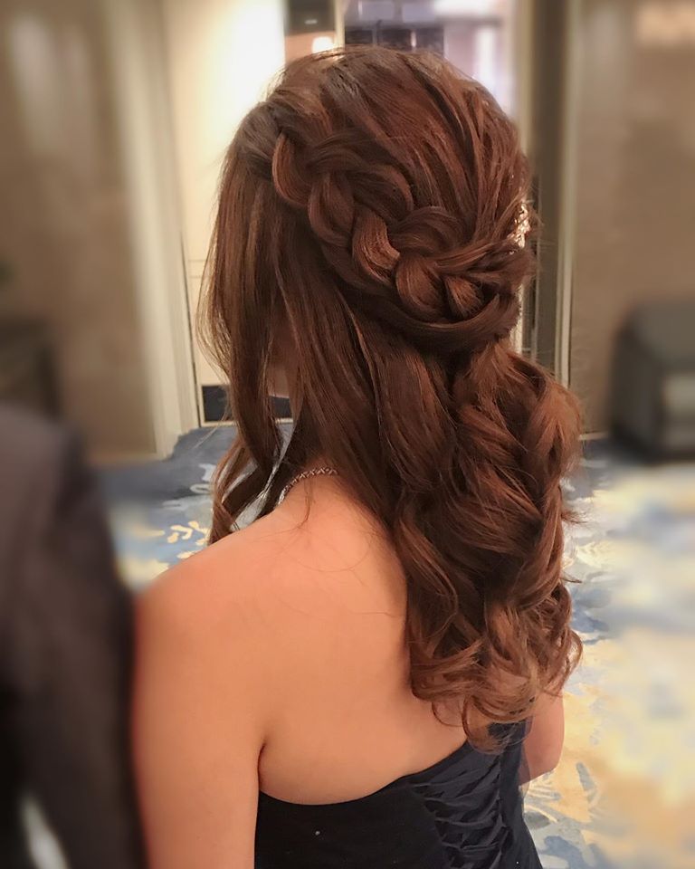 Half tied braided hair Bridal Hairstyle